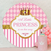 Aperturee - Pink Little Princess Round Baby Shower Backdrop